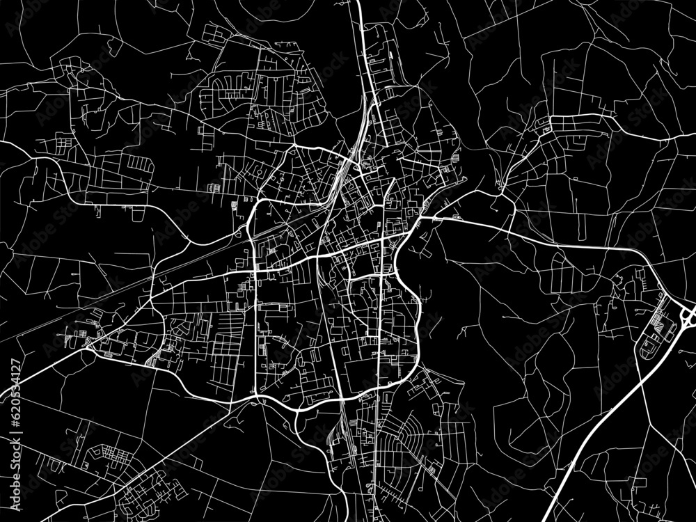 Vector road map of the city of  Dessau in Germany on a black background.