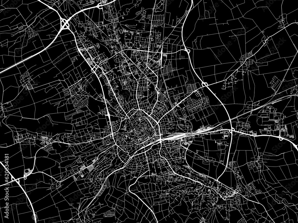 Vector road map of the city of Erfurt in Germany on a black background. Vector road map of the city of Erfurt in Germany on a black background.