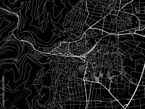 Vector road map of the city of Neustadt an der Weinstrasse in Germany on a black background.