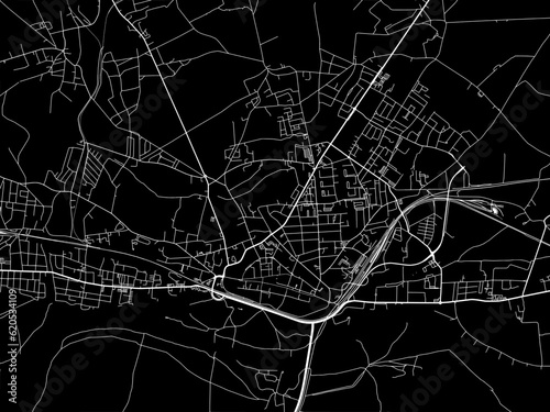 Vector road map of the city of Wittenberg in Germany on a black background.