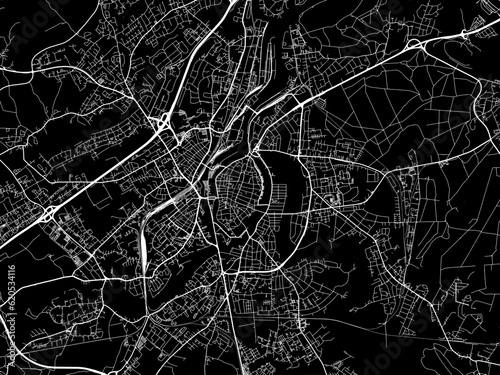 Vector road map of the city of  Lubeck in Germany on a black background.