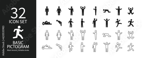 Pictogram set of basic human actions