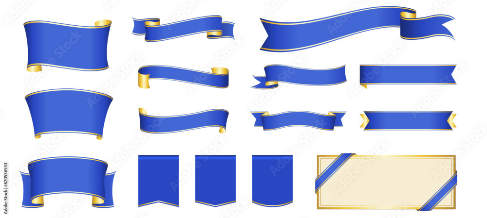 Fototapeta premium blue ribbon banner design material 
