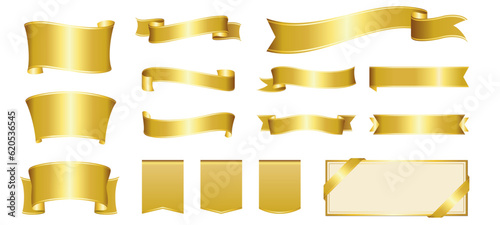gold ribbon banner design material
 photo