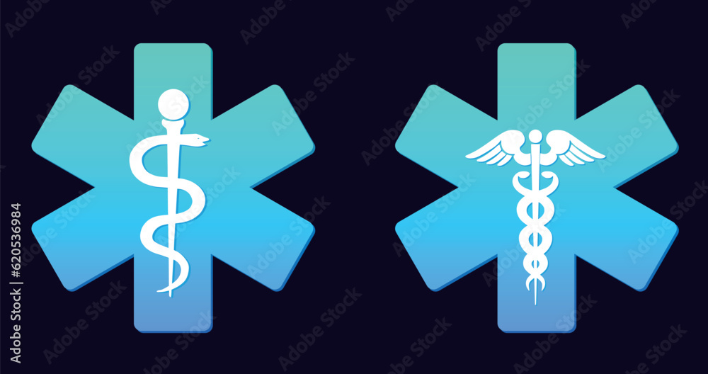 Two symbols of a medical institution Two symbols of a medical institution