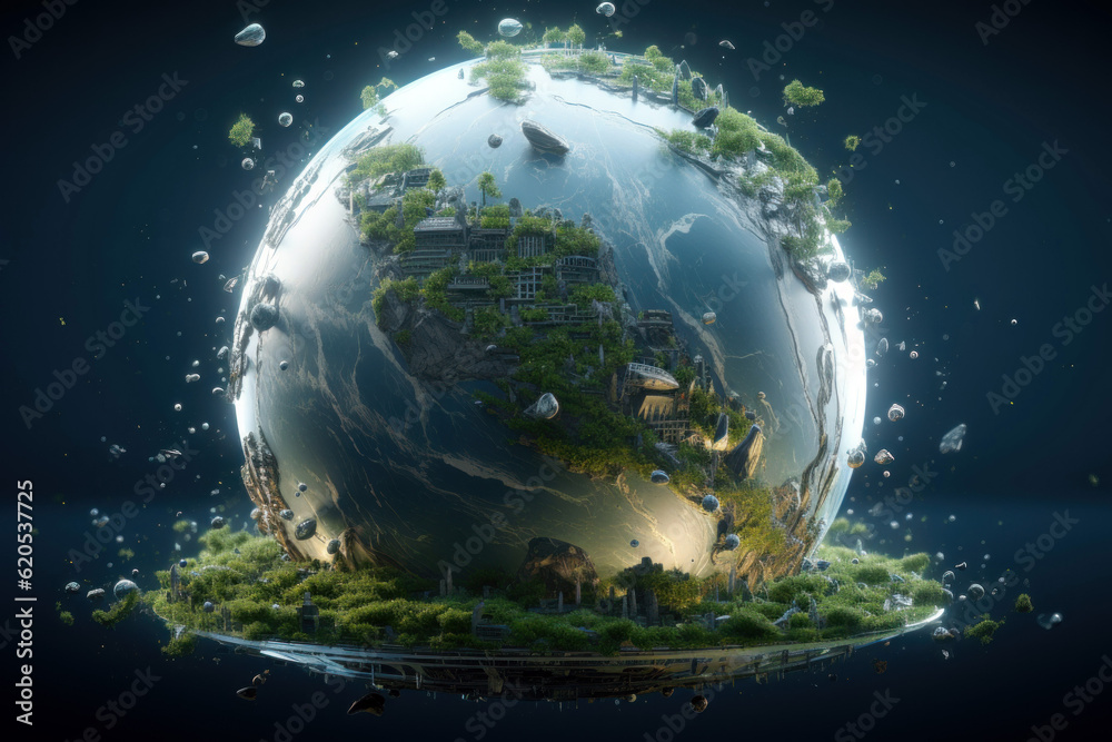 Fototapeta premium Virtual futuristic world. Science fiction. Generated with AI