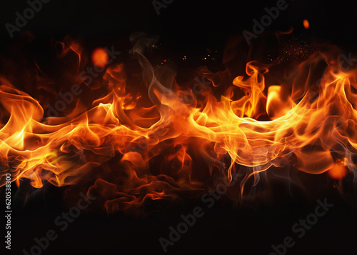 Fototapet Fire embers particles over black background