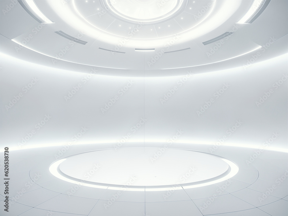 Obraz premium empty white big open industrial hall 3d render illustration