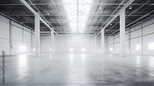 Empty warehouse in white color