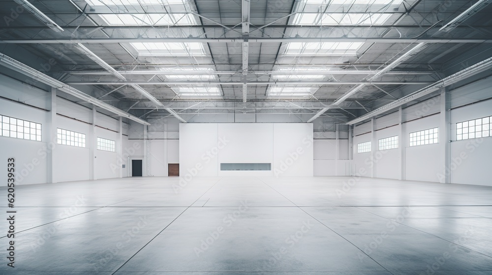 Empty warehouse in white color