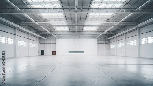 Empty warehouse in white color