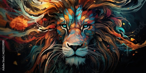 lion drawing a digital illustration of a lion drawing in a surreal and imaginative style abstract and distorted elements Generative AI Digital Illustration Part#060723