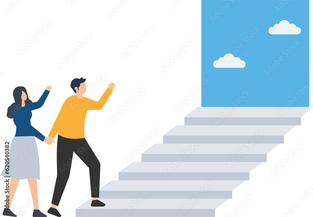 Employee encouragement from manager advice, Guidance from leader, Stairway to success or opportunity, Career development, Manager encourage employee to step on stair to success
Employee encouragement from manager advice, Guidance from leader, Stairway to success or opportunity, Career development, Manager encourage employee to step on stair to success