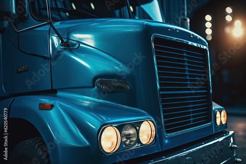 An independent blue truck without background behind Generative AI © midart
