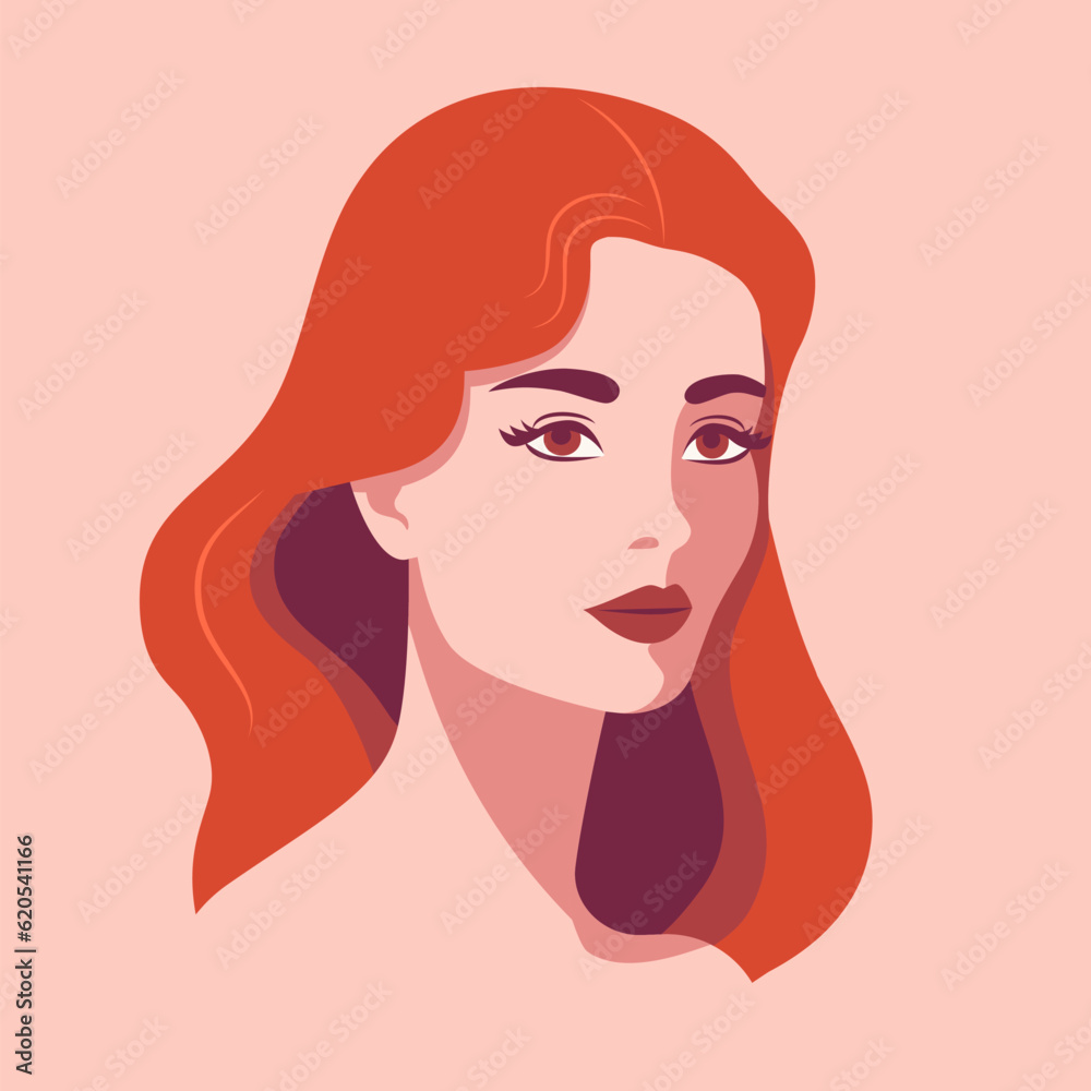 Portrait of a beautiful red-haired woman. Flat design avatar Portrait of a beautiful red-haired woman. Flat design avatar