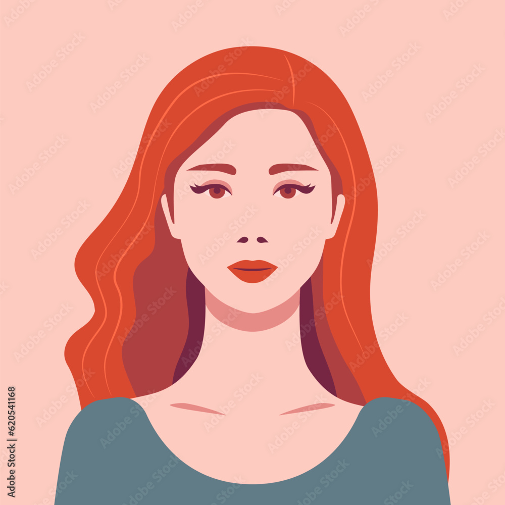 Portrait of a beautiful red-haired woman. Flat design avatar Portrait of a beautiful red-haired woman. Flat design avatar