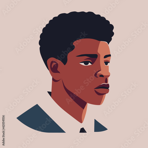 African American man portrait. Flat design avatar