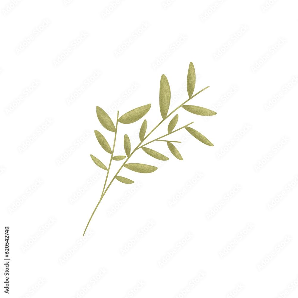 Simple Watercolor Textured Plant Simple Watercolor Textured Plant