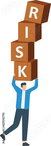Risk management and control or access to lose money in investing, Process or preparation for safety,  Secure earning and loss concept, Stack with the word RISK.

