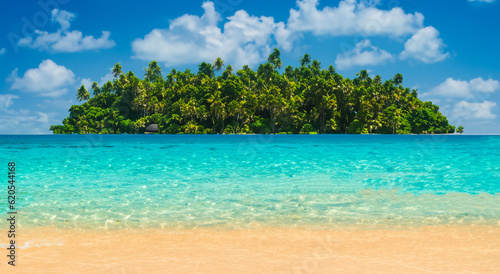 beautiful forested island on the sea © Marco