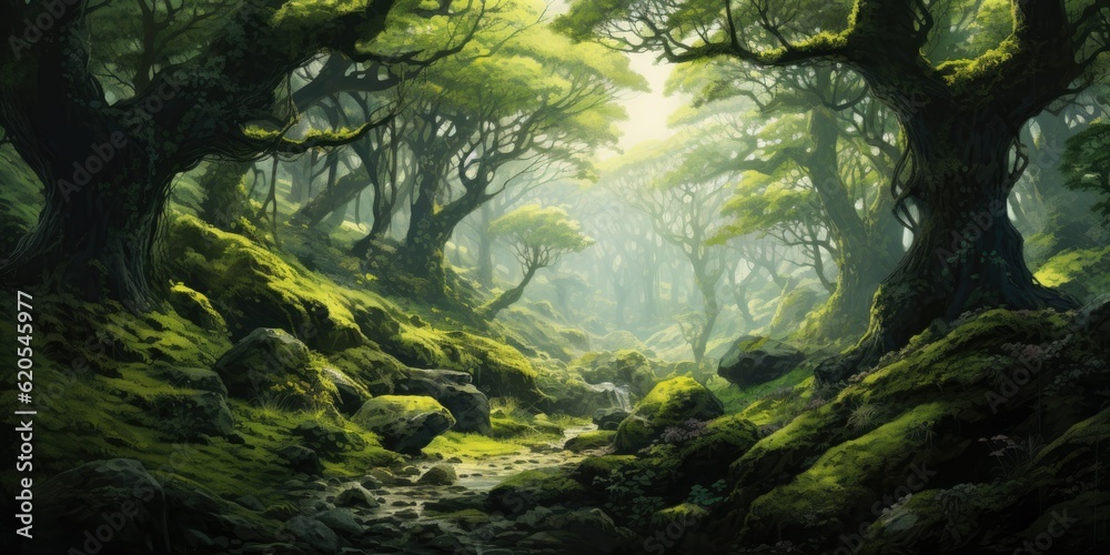 backgrounds mystical forest background with towering ancient trees ...