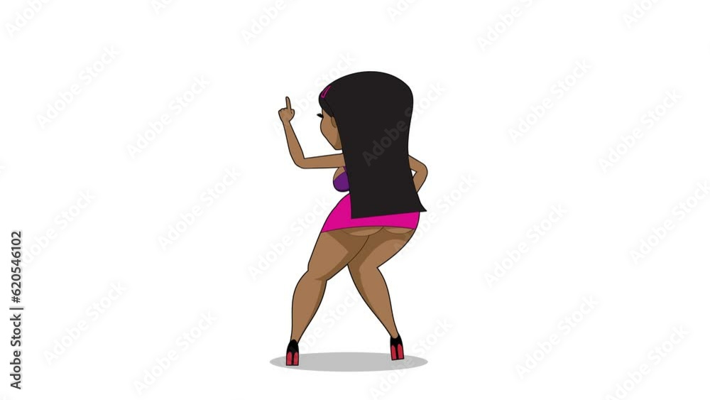 Animated cartoon character of a sexy girl dancing