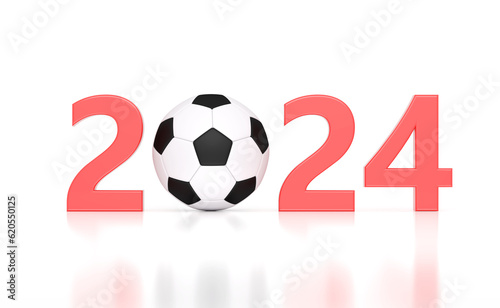 New Year 2024 Creative Design Concept with Foot ball - 3D Rendered Image 
