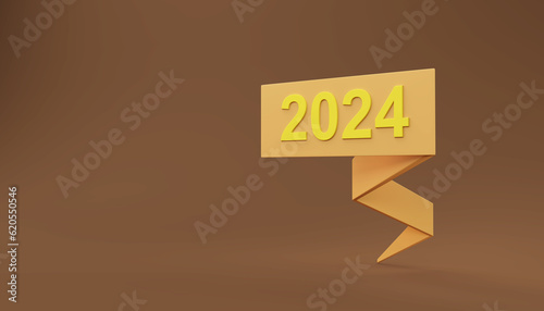 New Year 2024 Creative Design Concept - 3D Rendered Image	
 photo