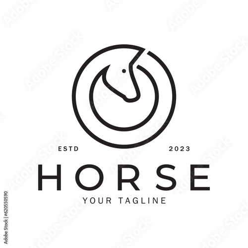Chess strategy game logo with horse, king, pawn, minister and rook. Logo for chess tournament, chess team, chess championship, chess game application.