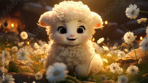  A cute and cuddly little lamb animal generative ai © Mister