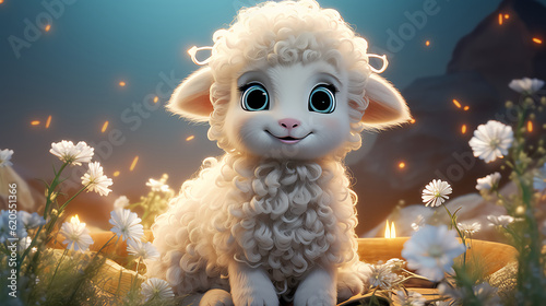  A cute and cuddly little lamb animal generative ai © Mister