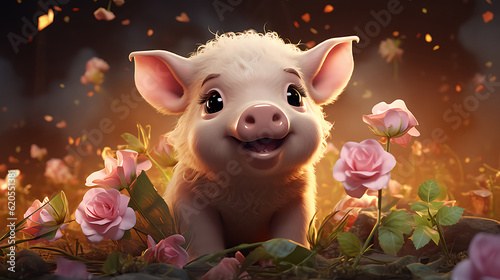  A cute and cuddly little Piggy animal generative ai