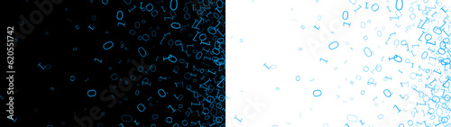 Print op canvas Binary bit 0 1 sparkle blue glow futuristic design transparent background