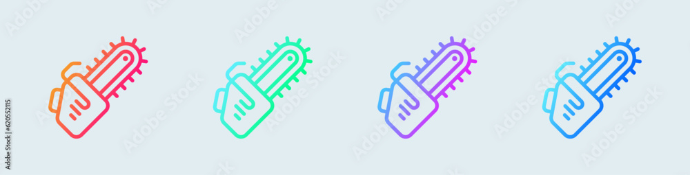 Chain saw line icon in gradient colors. Tool signs vector illustration. Chain saw line icon in gradient colors. Tool signs vector illustration.