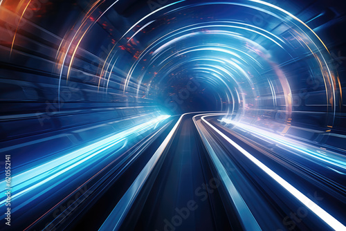 Motion Blur Tunnel Abstract Background © LadyAI