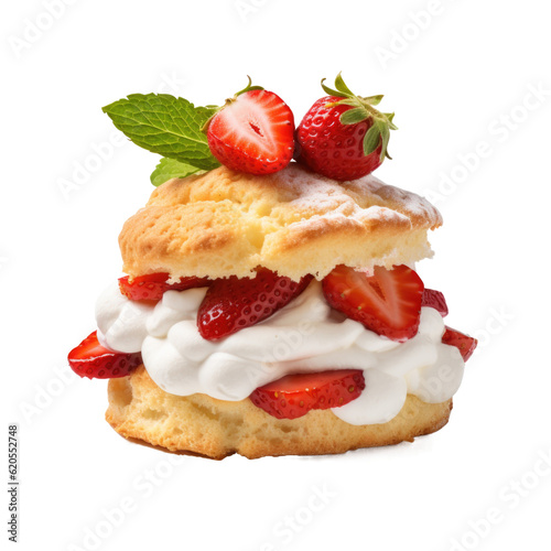 Strawberry shortcake isolated on transparent background