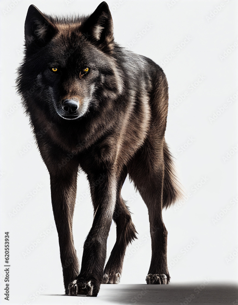 Black Wolf, isolated background. Generative AI