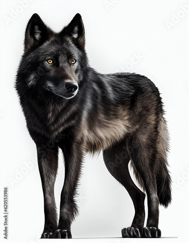 Black Wolf  isolated background. Generative AI