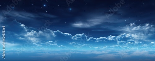 Panorama background of night sky. Generative Ai.