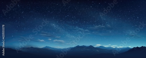 Panorama background of night sky. Generative Ai.