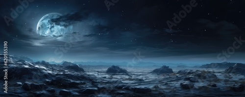 Panorama background of night sky. Generative Ai. © annamaria