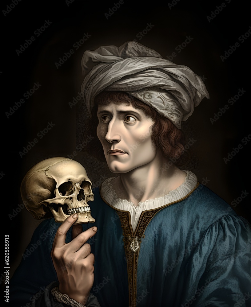Hamlet Holding the Skull of Yorick A dramatic illustration of Hamlet