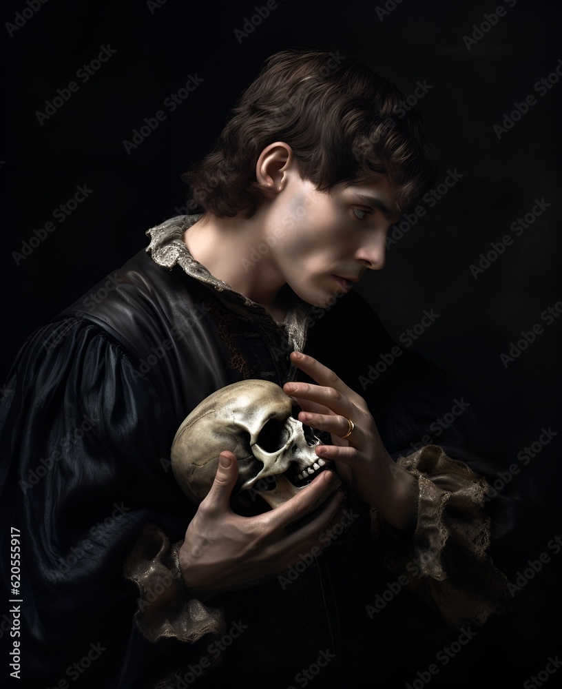 Hamlet Holding the Skull of Yorick: A dramatic illustration of Hamlet ...