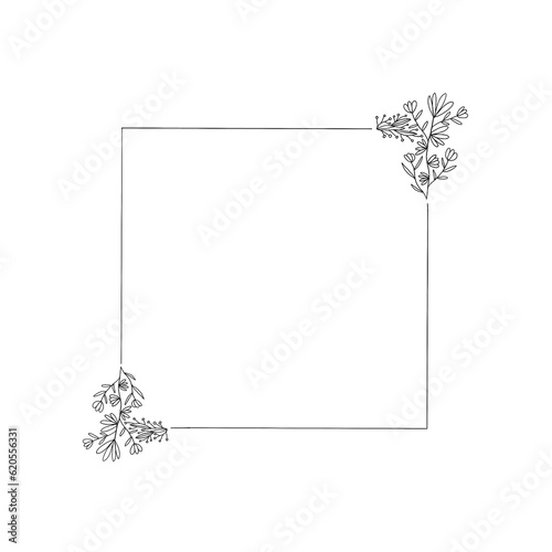 Obraz na płótnie square line art floral frame w salonie