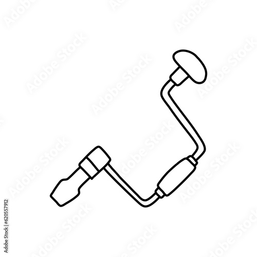 Hand drill icon in sketch style. Woodworking tool vector illustration.