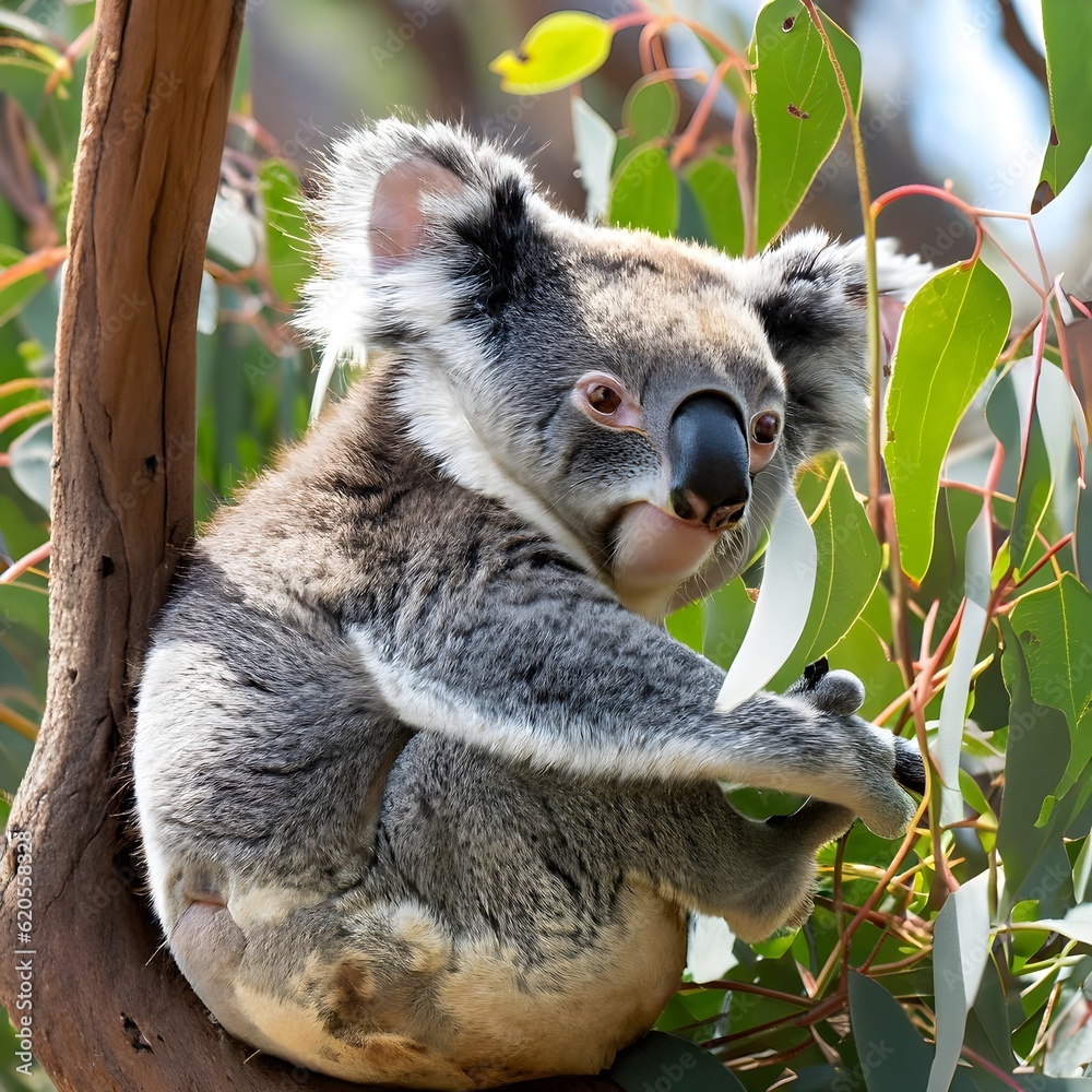 Obraz premium koala in Eucalyptus tree ,generative AI