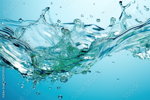 Water splash close-up. A flowing, disintegrating colored liquid. Bizarre shape. AI generation