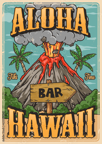 Aloha Hawaii bar colorful poster