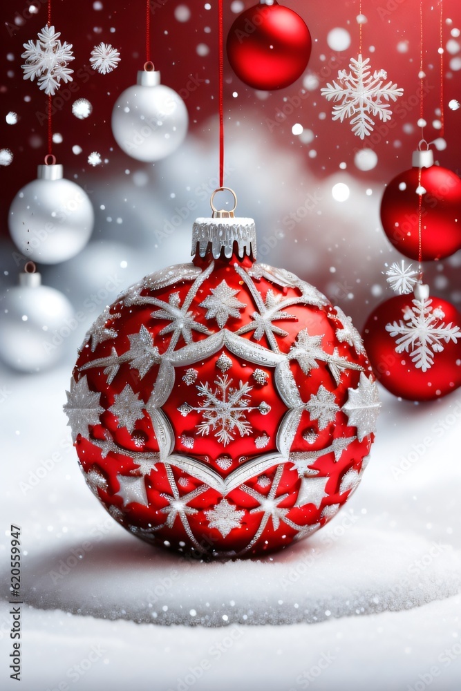 photo christmas ball on the snow photo christmas ball on the snow