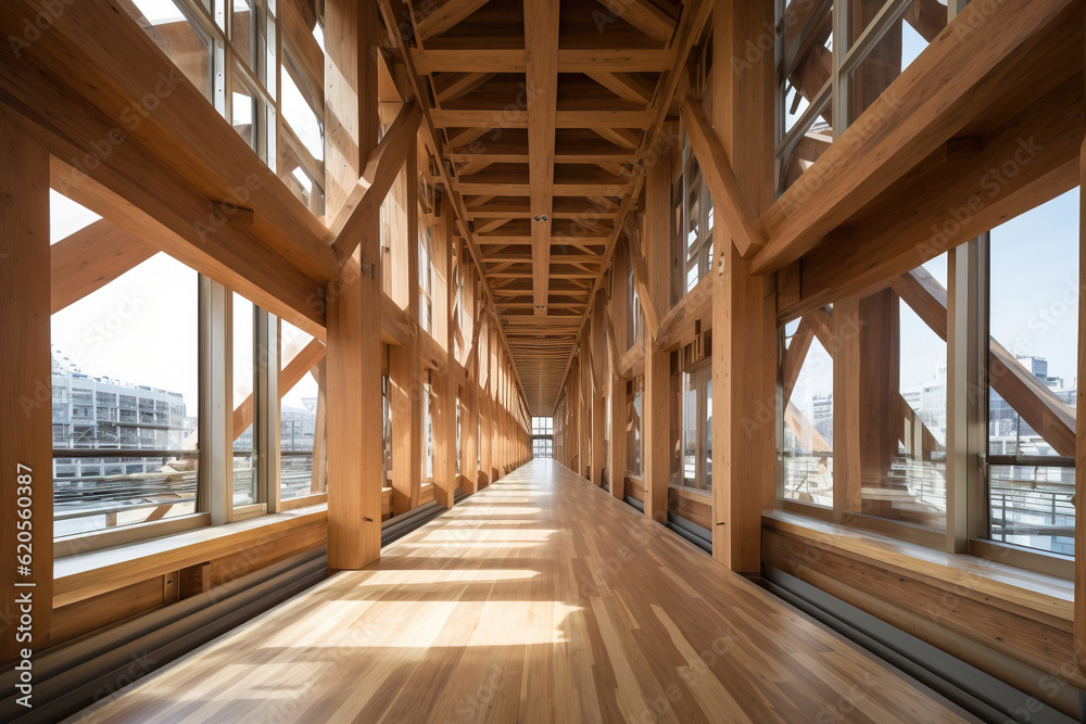 Buildings and Architecture abstract wooden interior. 